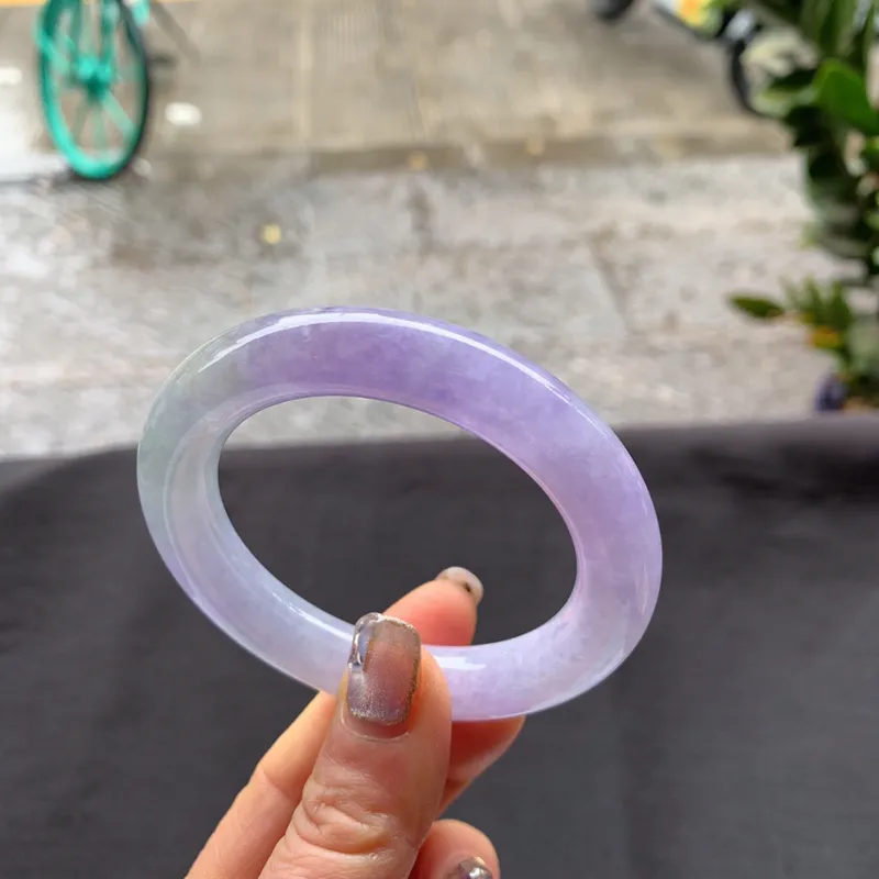 尺寸525113108糯化种紫罗兰圆条手镯水润光泽紫罗兰妩媚动人心弦