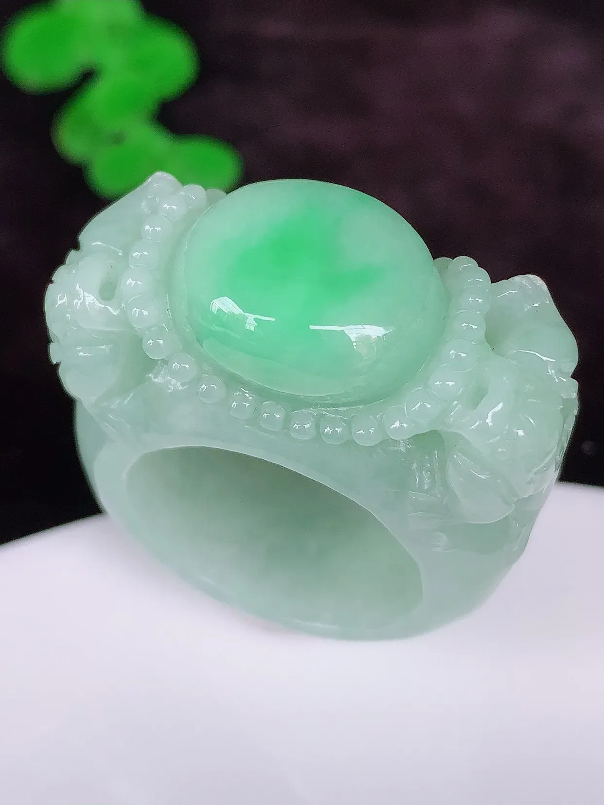 糯化种飘绿扳指  内径22mm