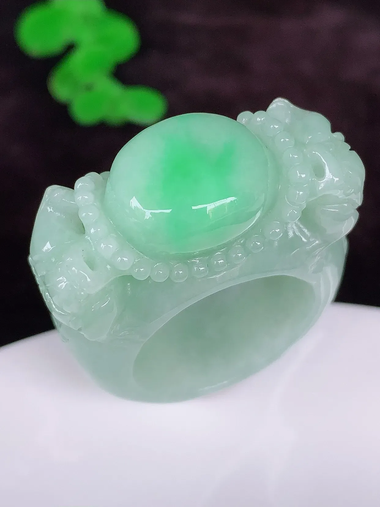 糯化种飘绿扳指  内径22mm