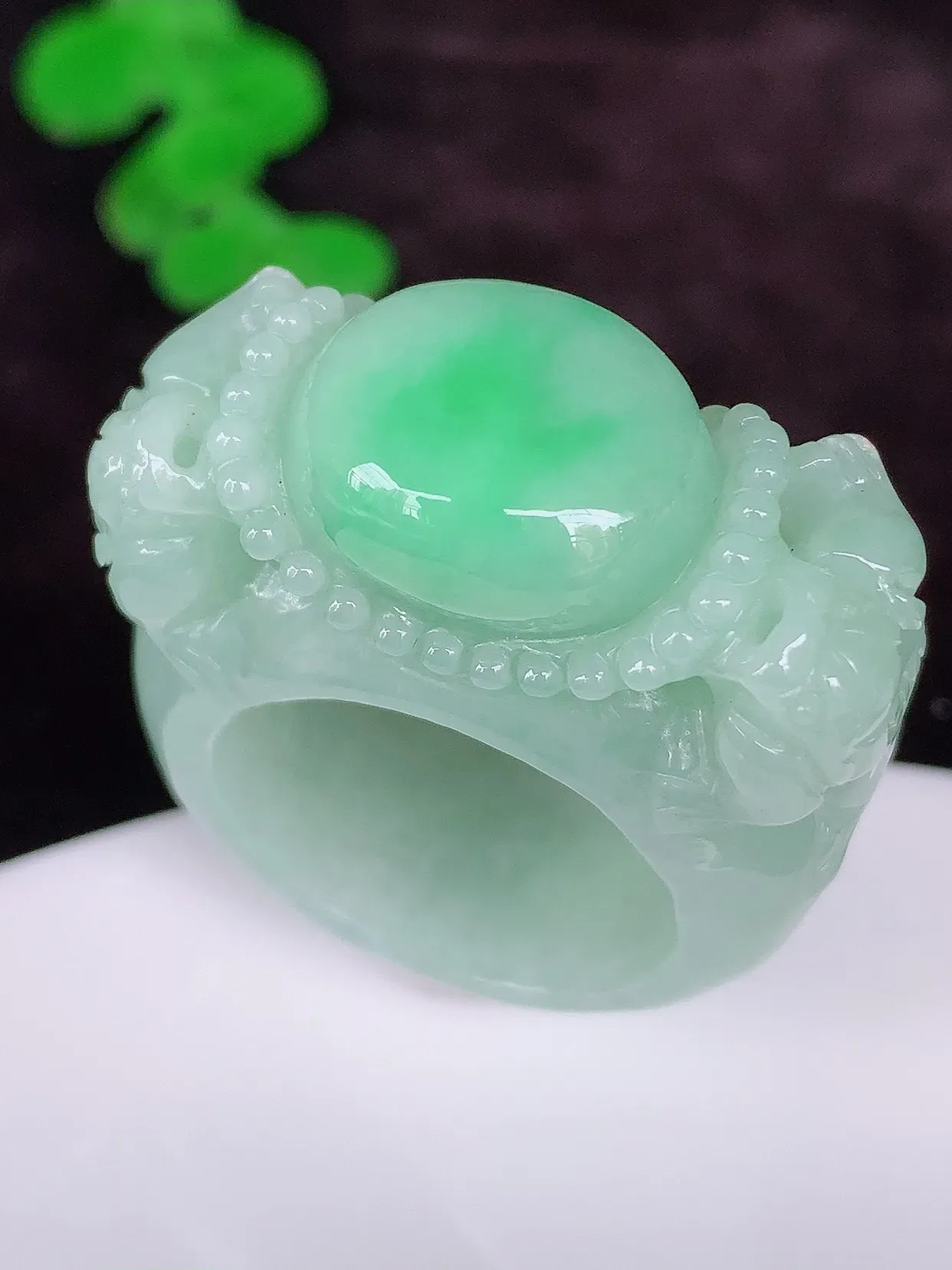 糯化种飘绿扳指  内径22mm