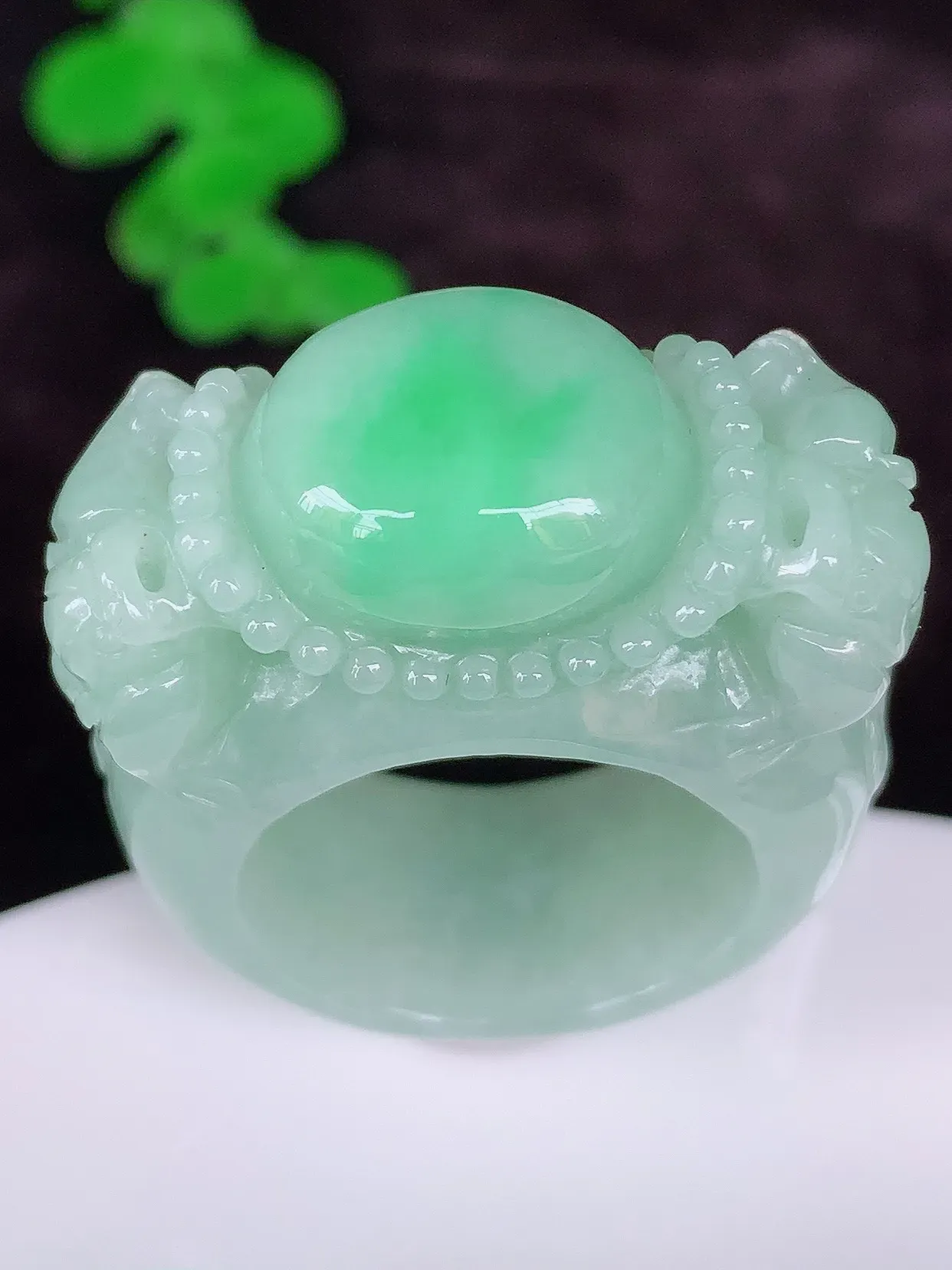 糯化种飘绿扳指  内径22mm