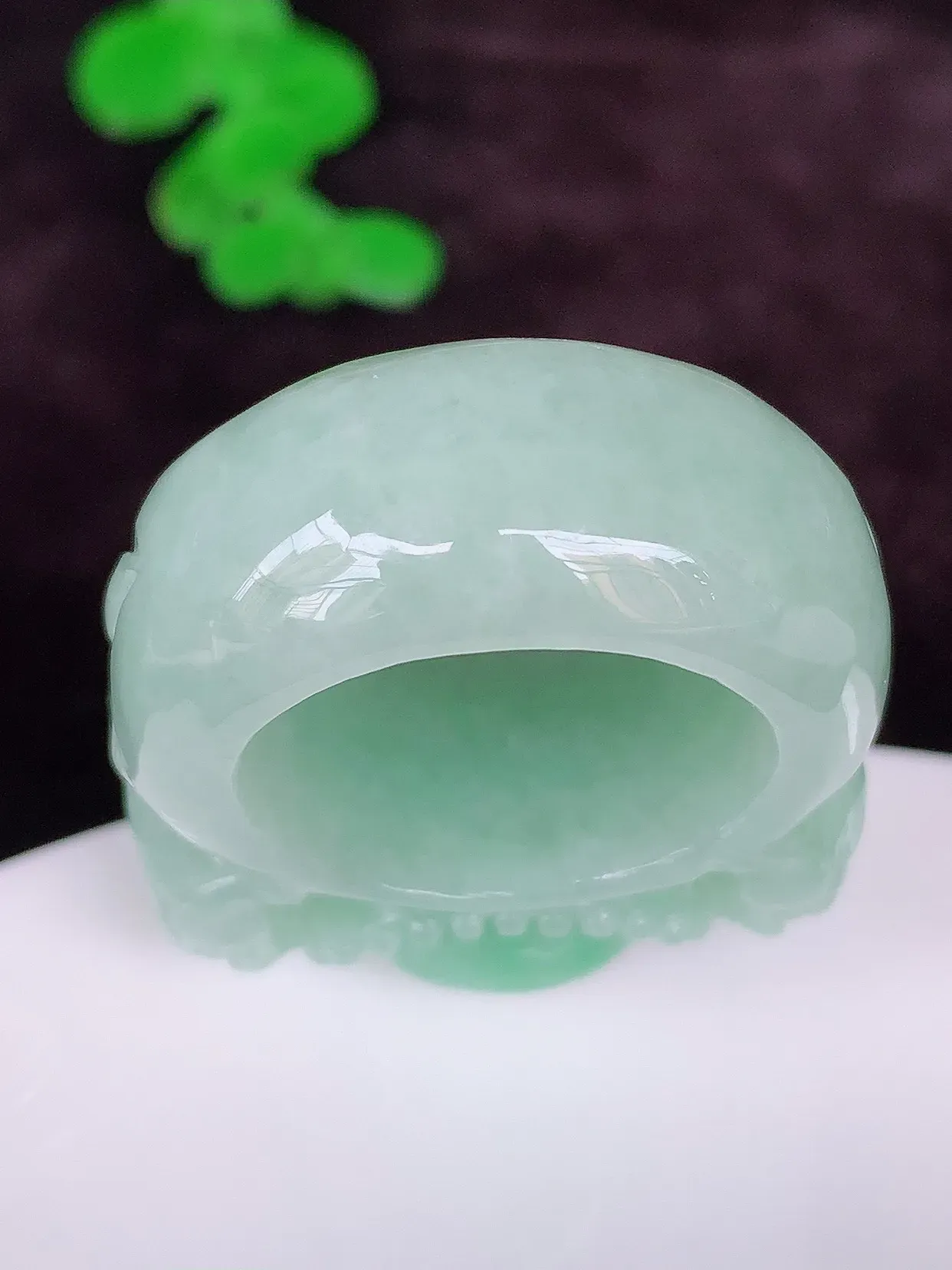 糯化种飘绿扳指  内径22mm