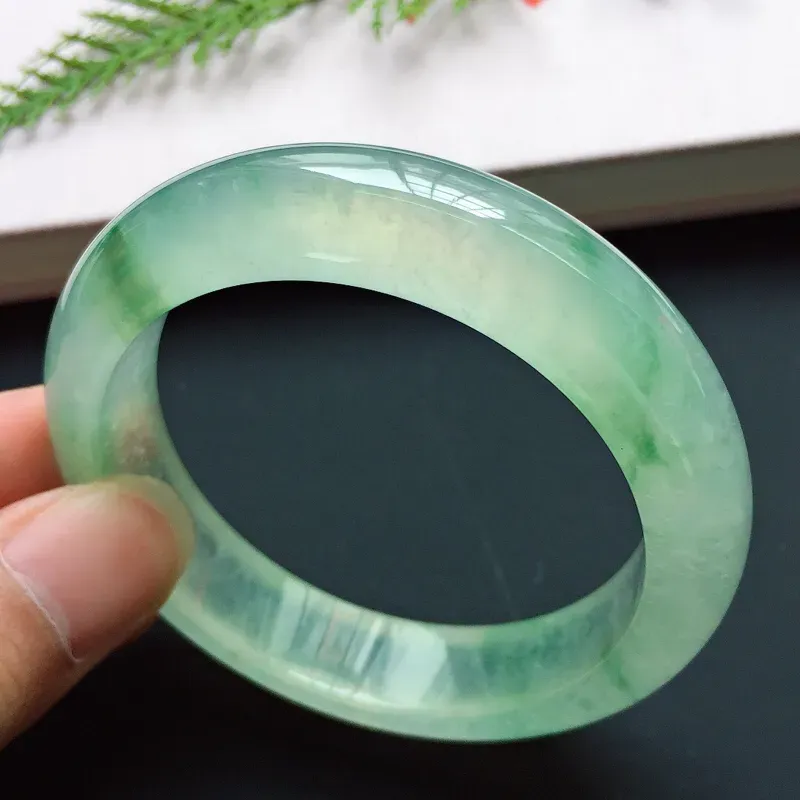 【正圈52.2mm,高冰飘花手镯,荧光闪闪,晶莹剔透,灵动飘逸,高贵奢华】图4