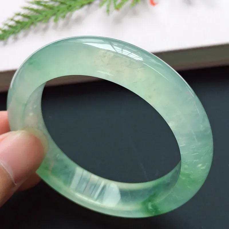 【正圈52.2mm,高冰飘花手镯,荧光闪闪,晶莹剔透,灵动飘逸,高贵奢华】图9