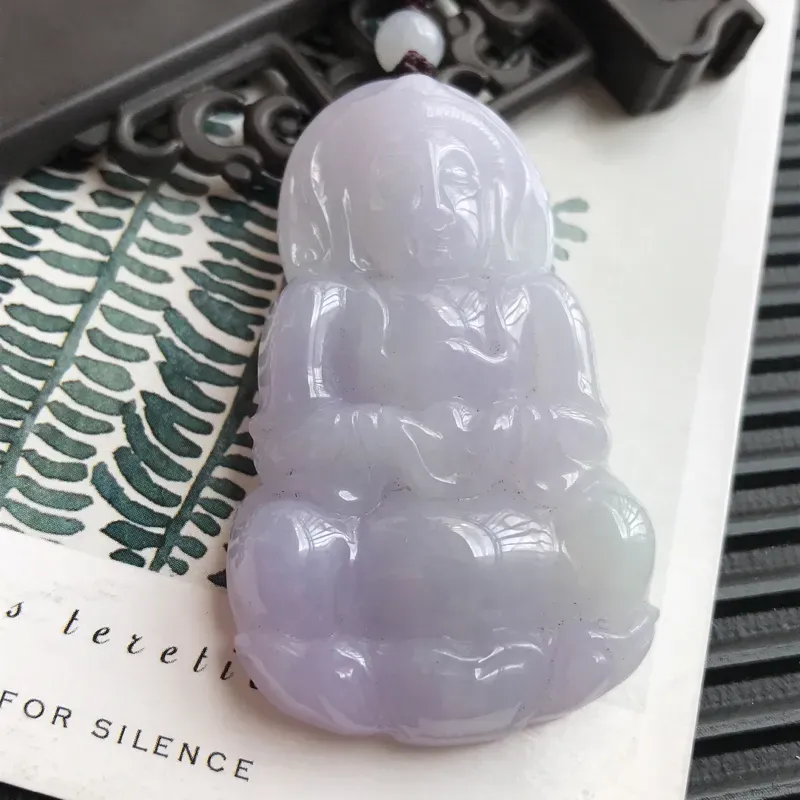 【编号590翡翠A货紫罗兰赐福观音吊坠,尺寸50.1*31.1*7.9mm】图6