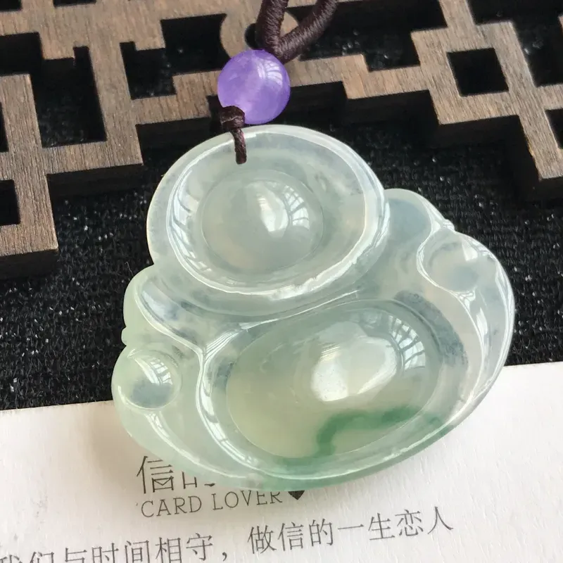 【编号:md203,翡翠A货,飘花佛公吊坠,尺寸:30*34*6.3mm,顶珠是装饰品】图6