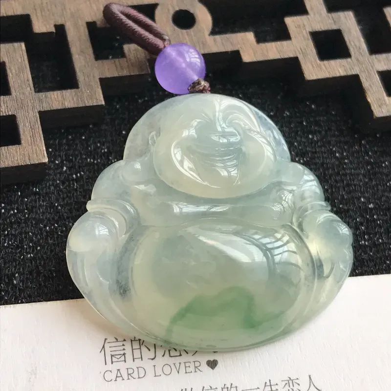 【编号:md203,翡翠A货,飘花佛公吊坠,尺寸:30*34*6.3mm,顶珠是装饰品】图4