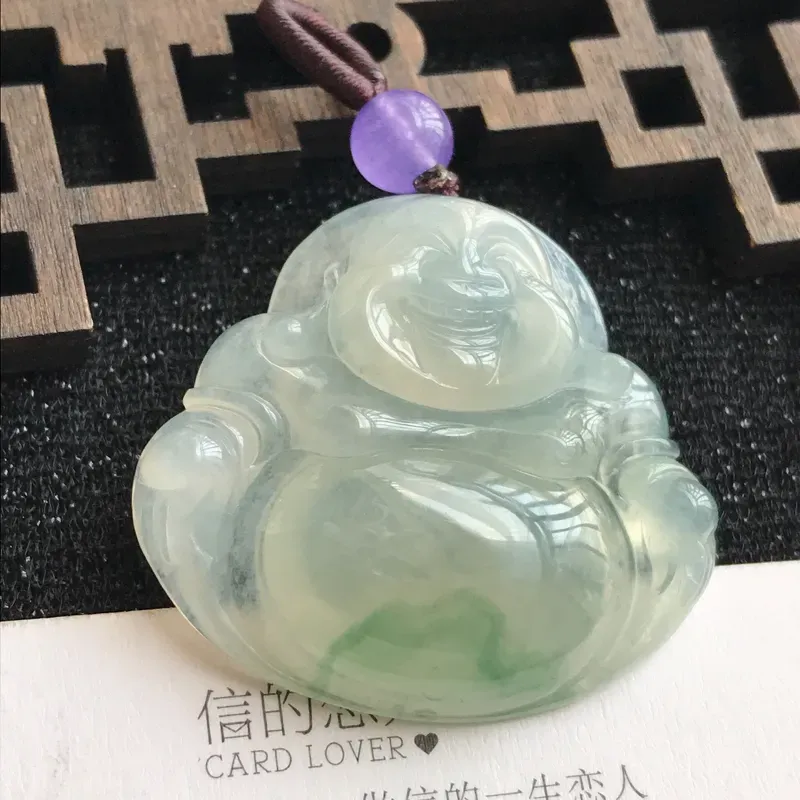 【编号:md203,翡翠A货,飘花佛公吊坠,尺寸:30*34*6.3mm,顶珠是装饰品】图3