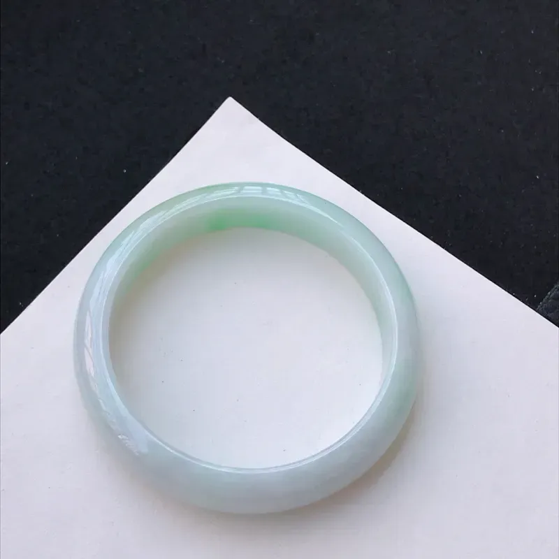 【尺寸:59.8/13.1/7.7mm,天然A货翡翠带绿宽边手镯,编号1.25-ying】图9