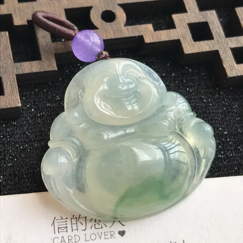 【编号:md203,翡翠A货,飘花佛公吊坠,尺寸:30*34*6.3mm,顶珠是装饰品】图1