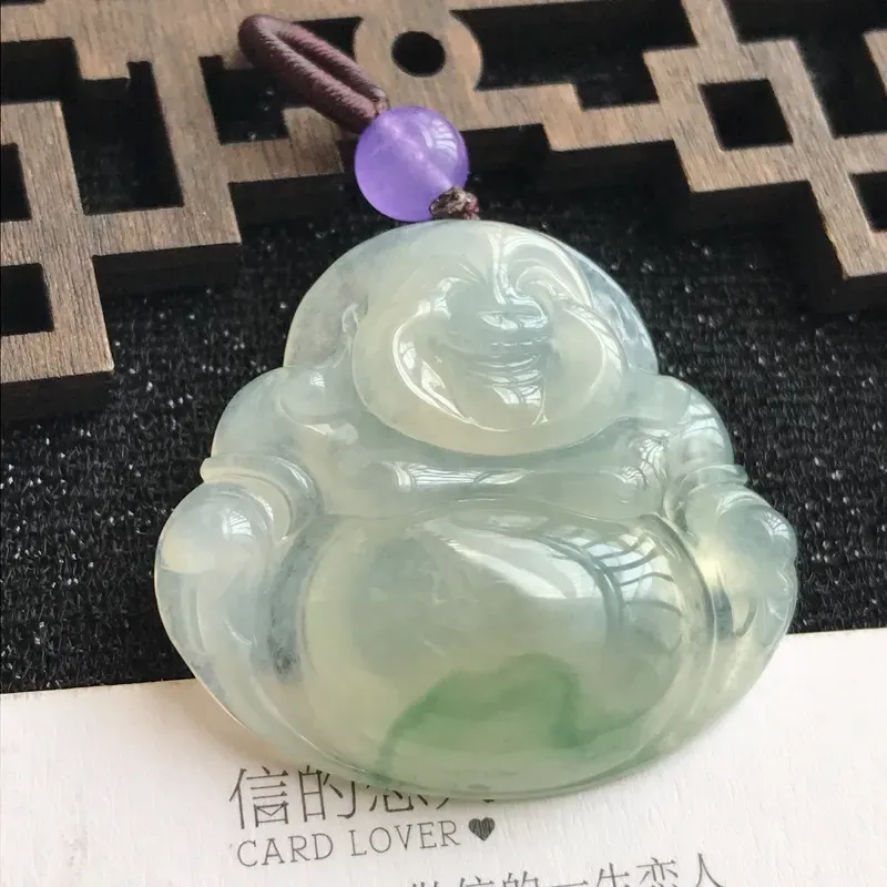 【编号:md203,翡翠A货,飘花佛公吊坠,尺寸:30*34*6.3mm,顶珠是装饰品】图5