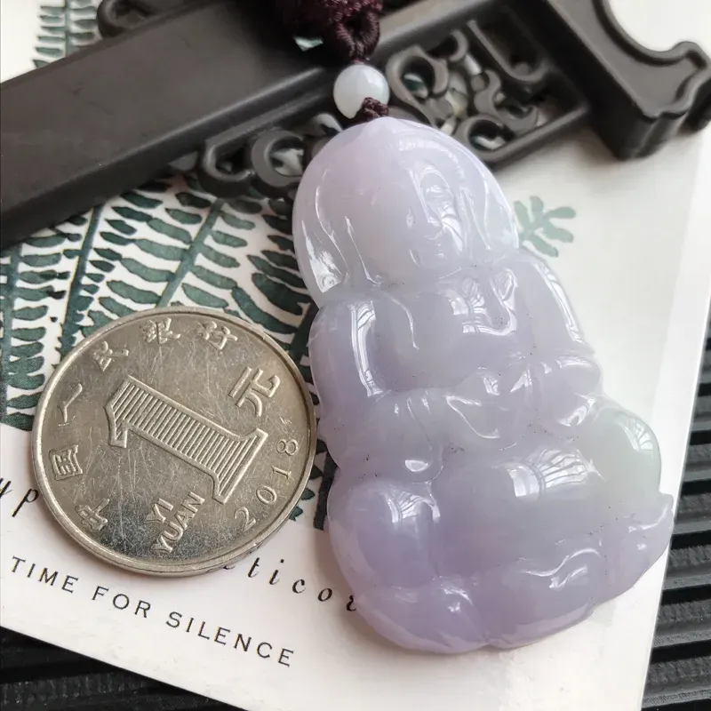 【编号590翡翠A货紫罗兰赐福观音吊坠,尺寸50.1*31.1*7.9mm】图9