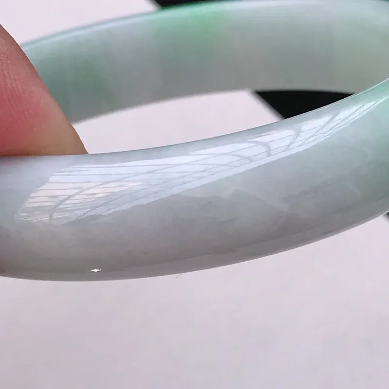 【尺寸:59.8/13.1/7.7mm,天然A货翡翠带绿宽边手镯,编号1.25-ying】图10