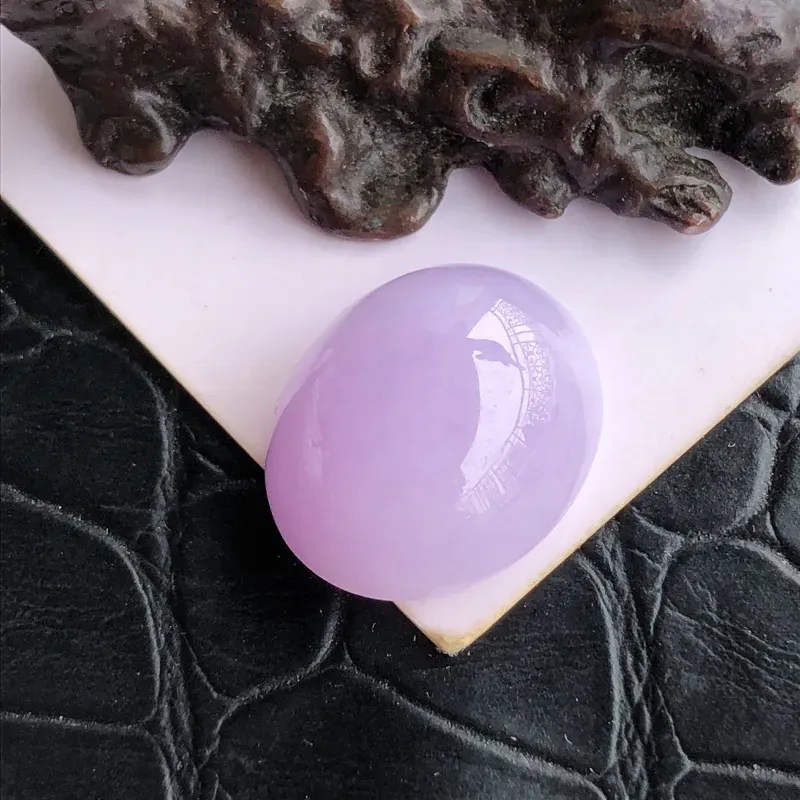 天然a货翡翠紫罗兰蛋面（镶嵌件）戒面，玉质细腻，种水足