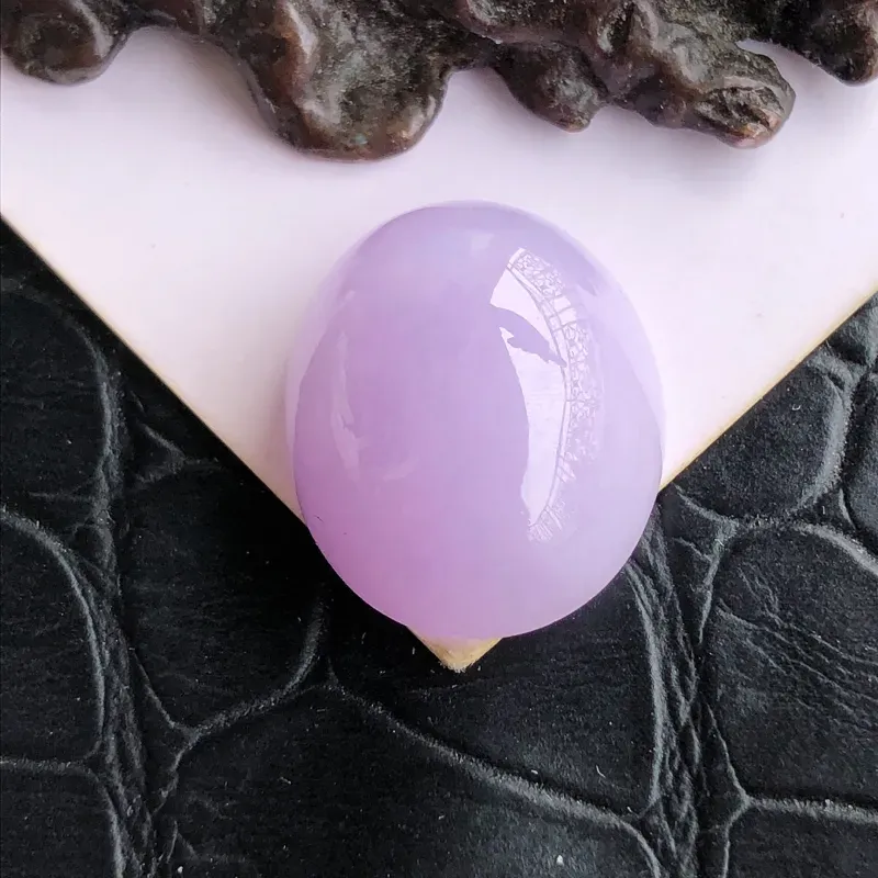 天然a货翡翠紫罗兰蛋面（镶嵌件）戒面，玉质细腻，种水足