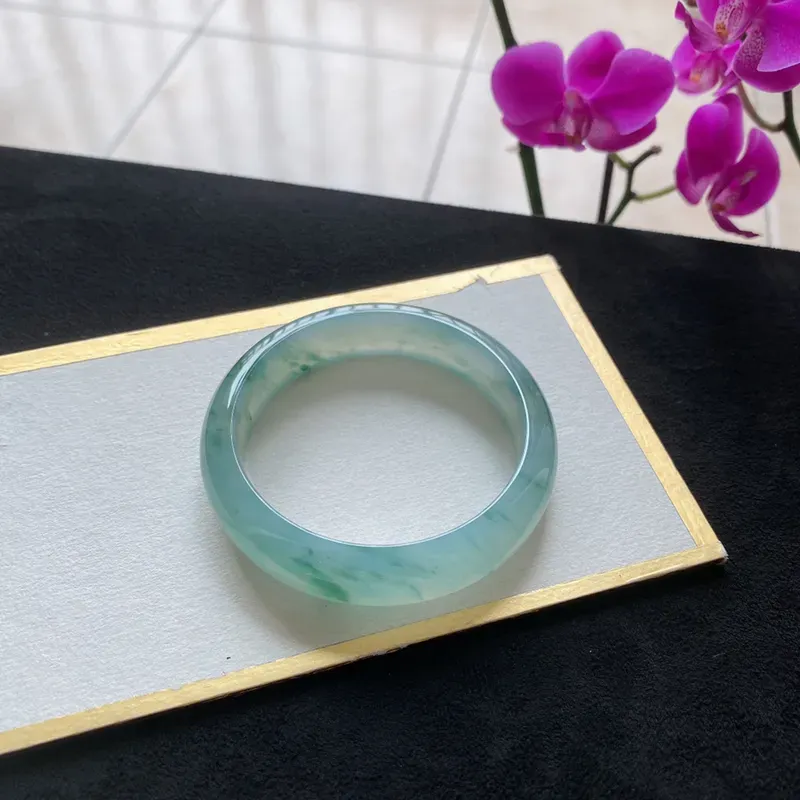 天然a货翡翠精美水润冰糯种飘花翡翠手镯编码0328 39 对庄翡翠网