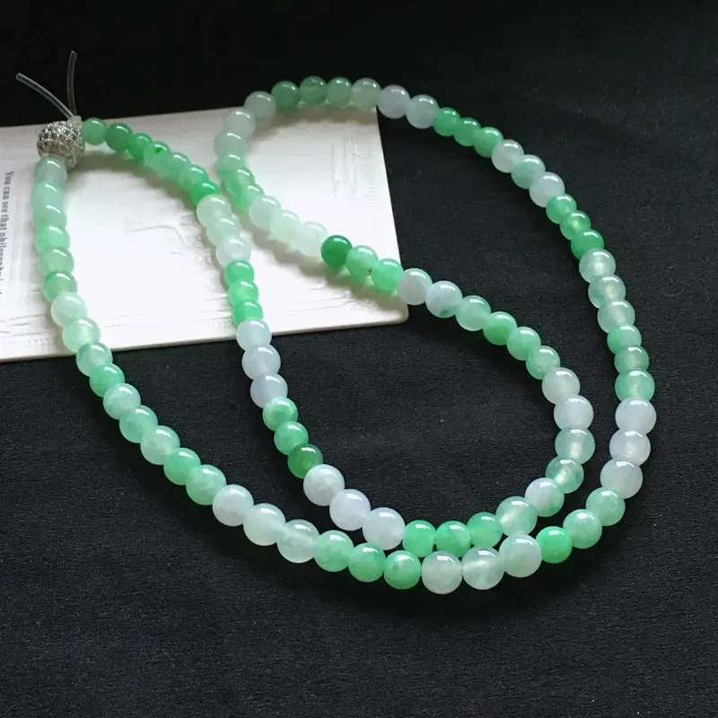 【值得推荐】好漂亮的冰飘绿妈妈珠链，可做项链手链两种带法，低调奢华，圆珠尺寸5.7-6.9mm，耐看，非常大气，送礼或自留佳选，值得拥有
