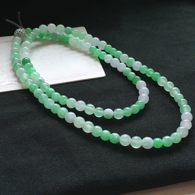 【值得推荐】好漂亮的冰飘绿妈妈珠链，可做项链手链两种带法，低调奢华，圆珠尺寸5.7-6.9mm，耐看，非常大气，送礼或自留佳选，值得拥有