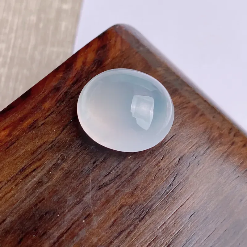 A货翡翠-种好冰种蛋面镶嵌件，尺寸-15.5*14.5*8.1mm
