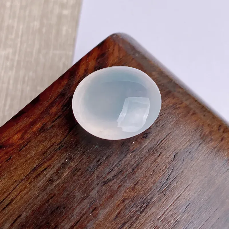 A货翡翠-种好冰种蛋面镶嵌件，尺寸-15.5*14.5*8.1mm