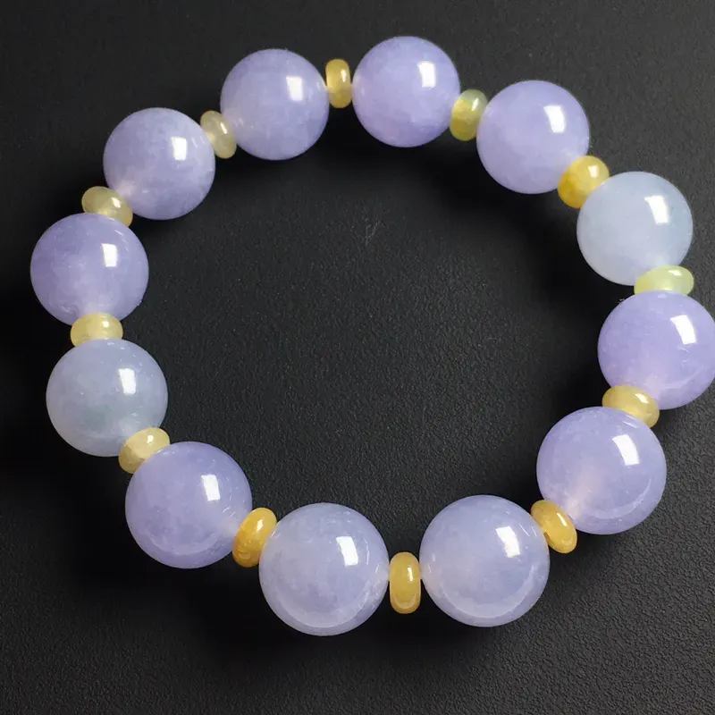 紫罗兰佛珠手串 佛珠尺寸13毫米 玉质水润 富丽堂皇 美观时尚 配珠为翡翠