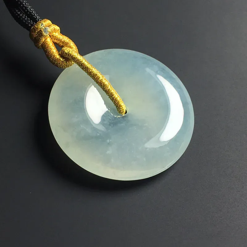 冰糯种晴底平安扣吊坠 尺寸31.5-6毫米 水润通透 清爽细腻