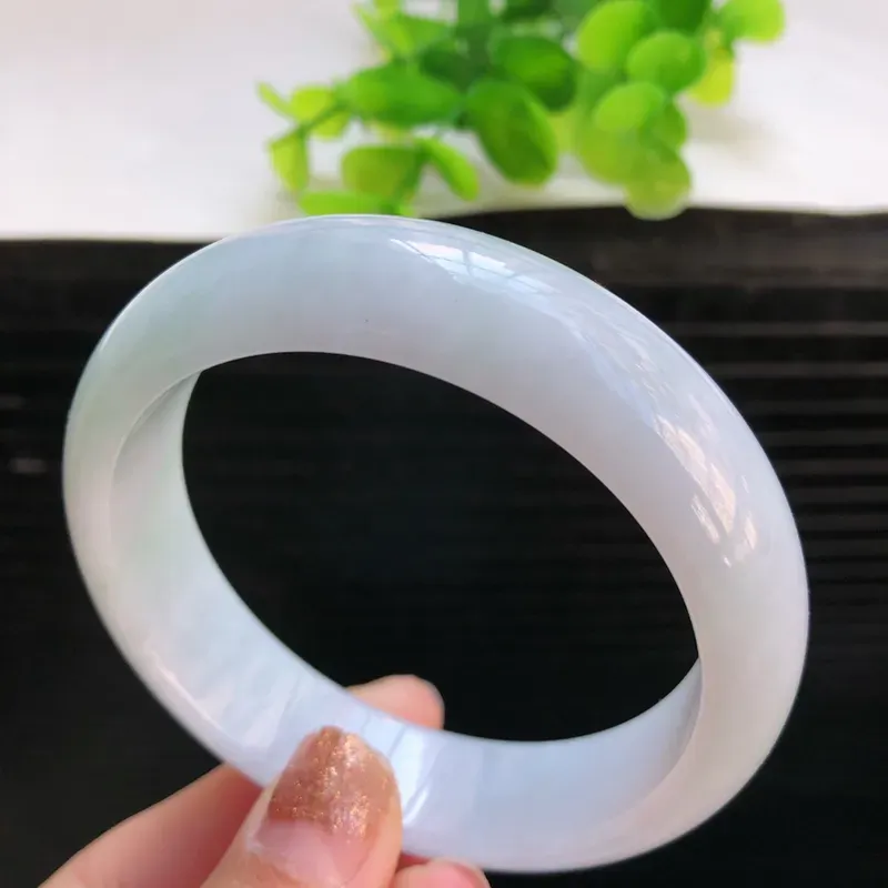 2mm,淡紫正圈翡翠手镯,内径58.2*15.5*8.