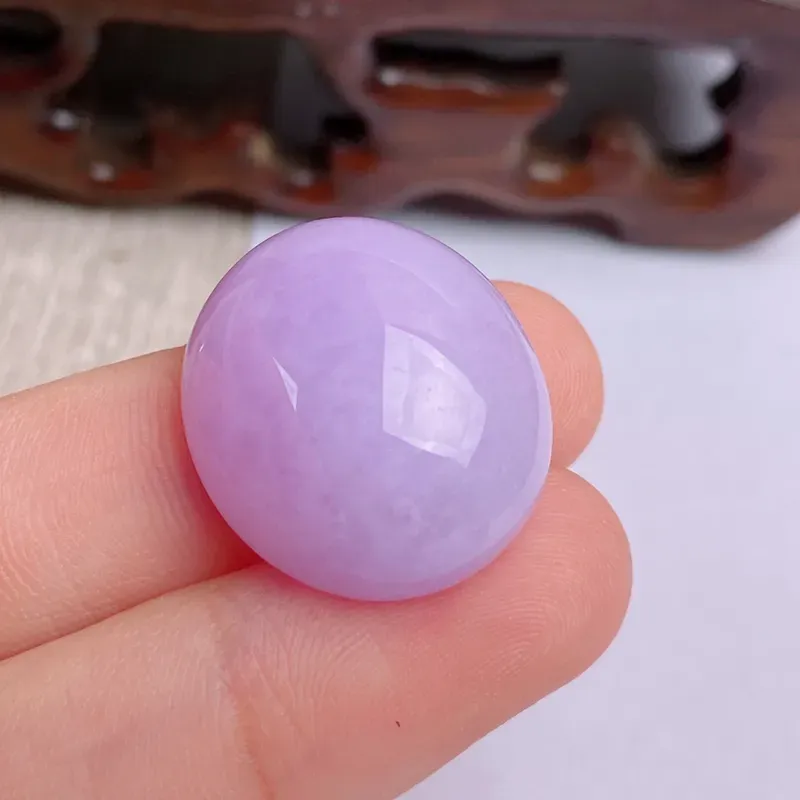 A货翡翠-种好紫罗兰蛋面镶嵌件，尺寸-21.2*18.4*9.6mm