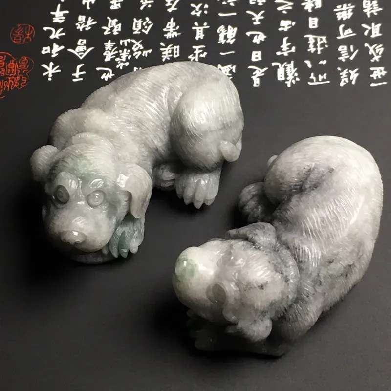 豆种乌鸡种【旺财】小摆件 尺寸63.6-34.5-28.6/62.5-34.7-27.7毫米 雕工精湛 栩栩如生