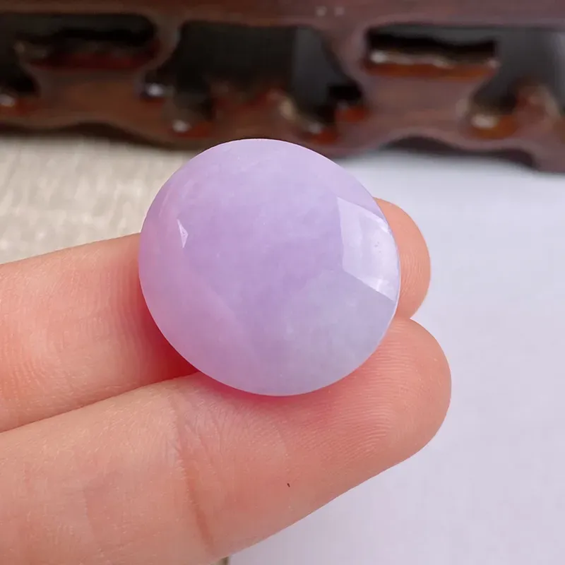 A货翡翠-种好紫罗兰蛋面镶嵌件，尺寸-21.2*18.4*9.6mm