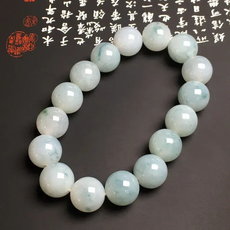 糯化种飘花手串 16颗 直径13.4毫米 质地细腻 款式时尚 （签收有礼，礼品如尾图）