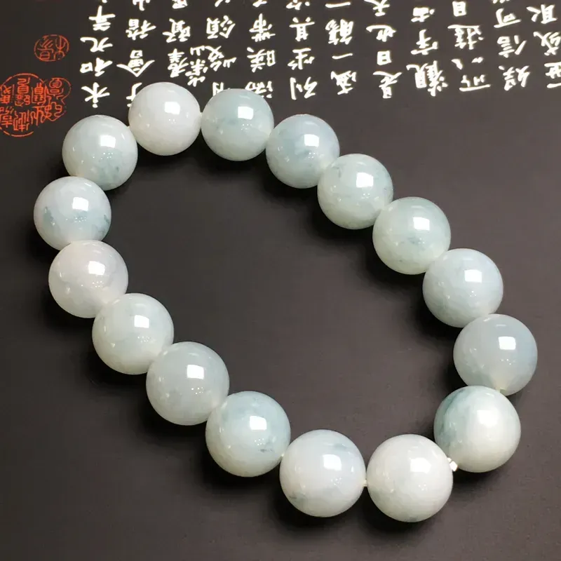 糯化种飘花手串 16颗 直径13.4毫米 质地细腻 款式时尚 （签收有礼，礼品如尾图）