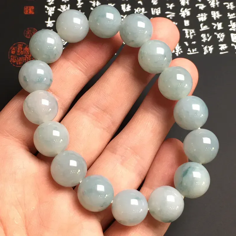 糯化种飘花手串 16颗 直径13.4毫米 质地细腻 款式时尚 （签收有礼，礼品如尾图）