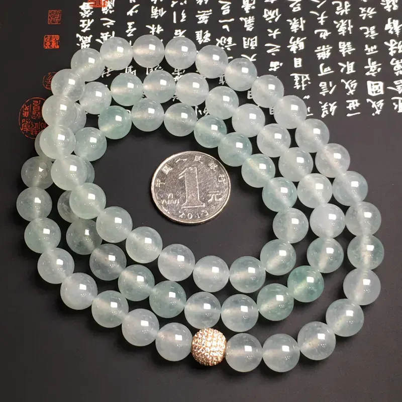 老坑冰种珠链 69颗 直径10.8毫米 水润通透 质地细腻 款式时尚 （签收有礼，礼品如尾图）