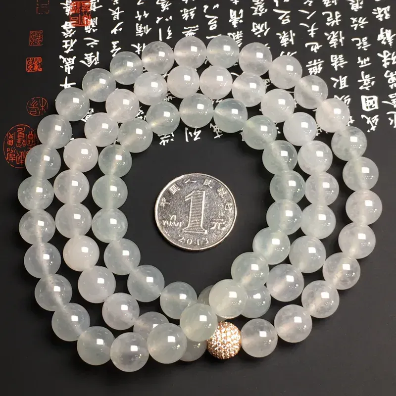 老坑冰种珠链 69颗 直径10.8毫米 款式时尚 水润通透 质地细腻 （签收有礼，礼品如尾图）