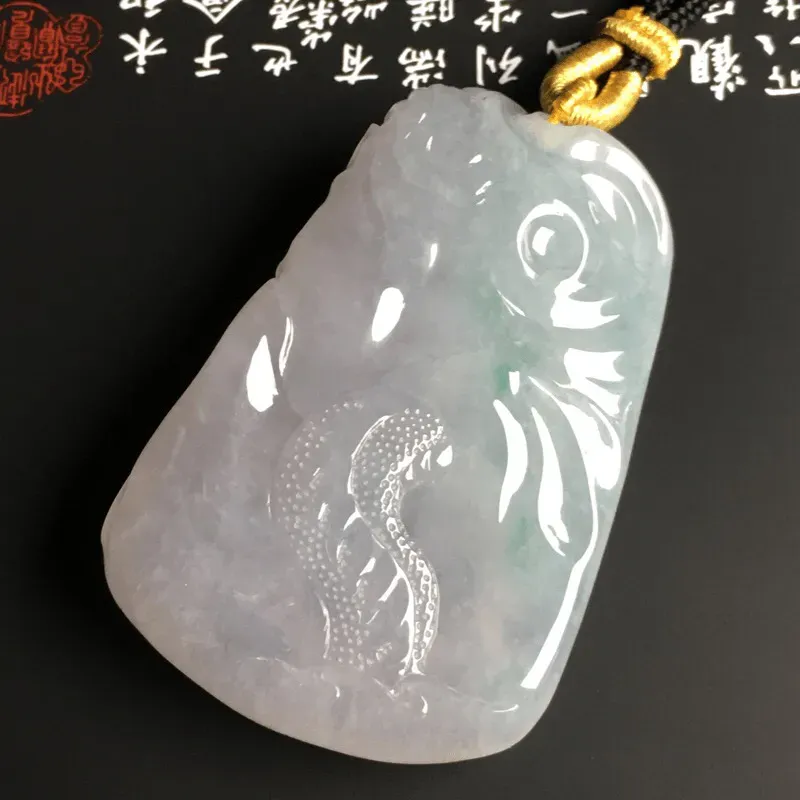 冰糯种飘翠【自在观音】吊坠 质地细腻 雕工精湛