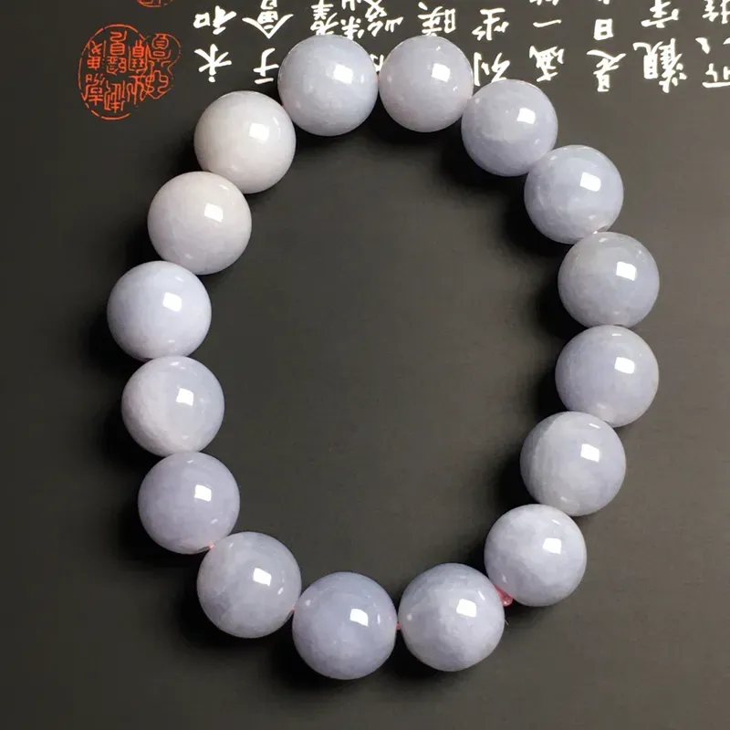 糯化种春色手串 16颗 直径13.4毫米 色彩艳丽 质地细腻 款式时尚