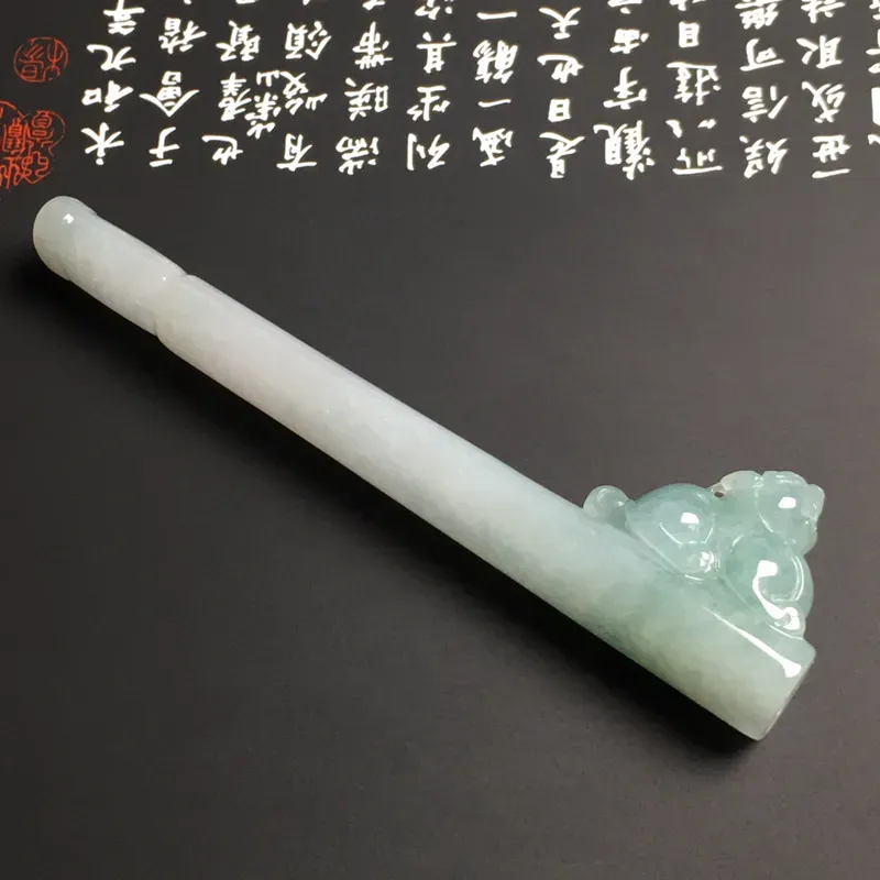 糯化种【招财貔貅】烟嘴 质地细腻 雕工精湛 款式新颖 水润通透