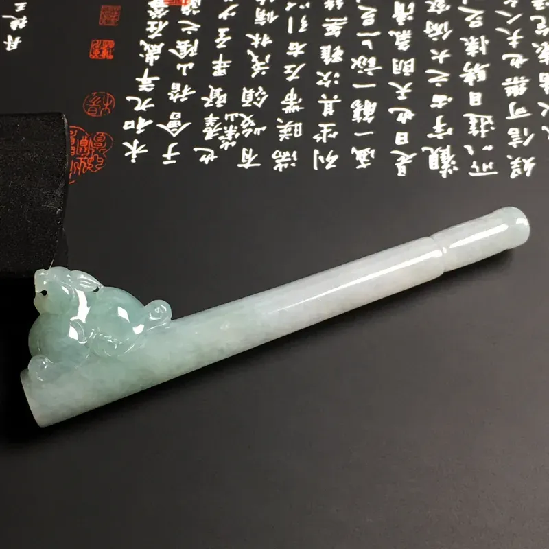 糯化种【招财貔貅】烟嘴 质地细腻 雕工精湛 款式新颖 水润通透
