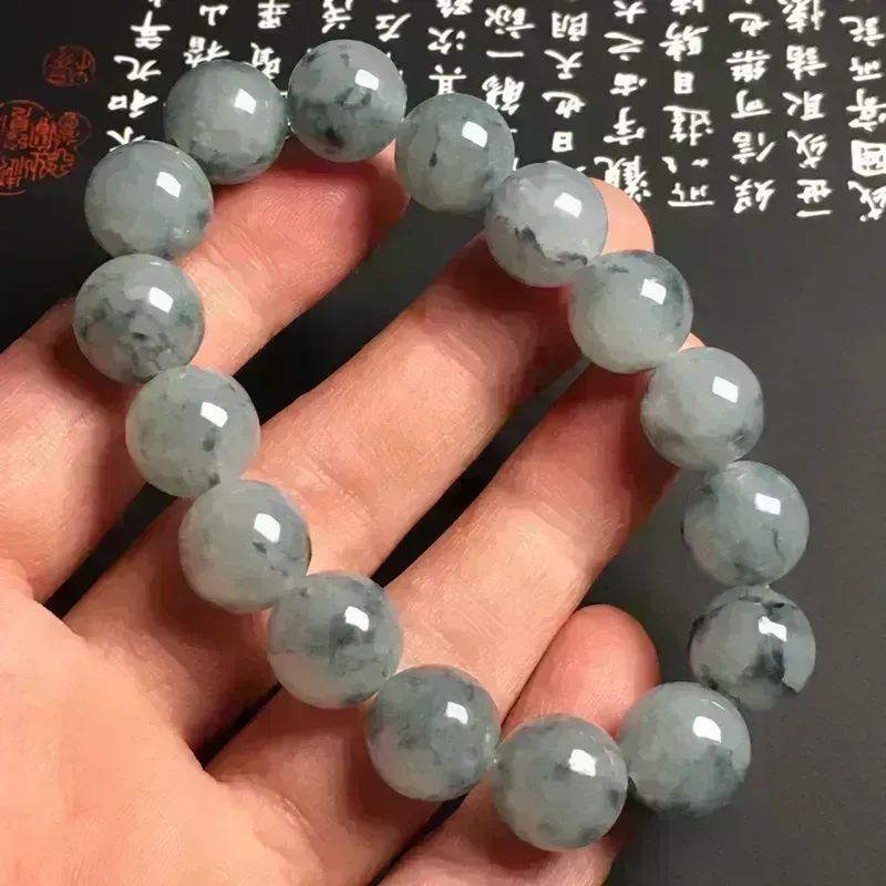 糯化种飘花手串 16颗 直径13.2毫米 质地细腻 款式时尚