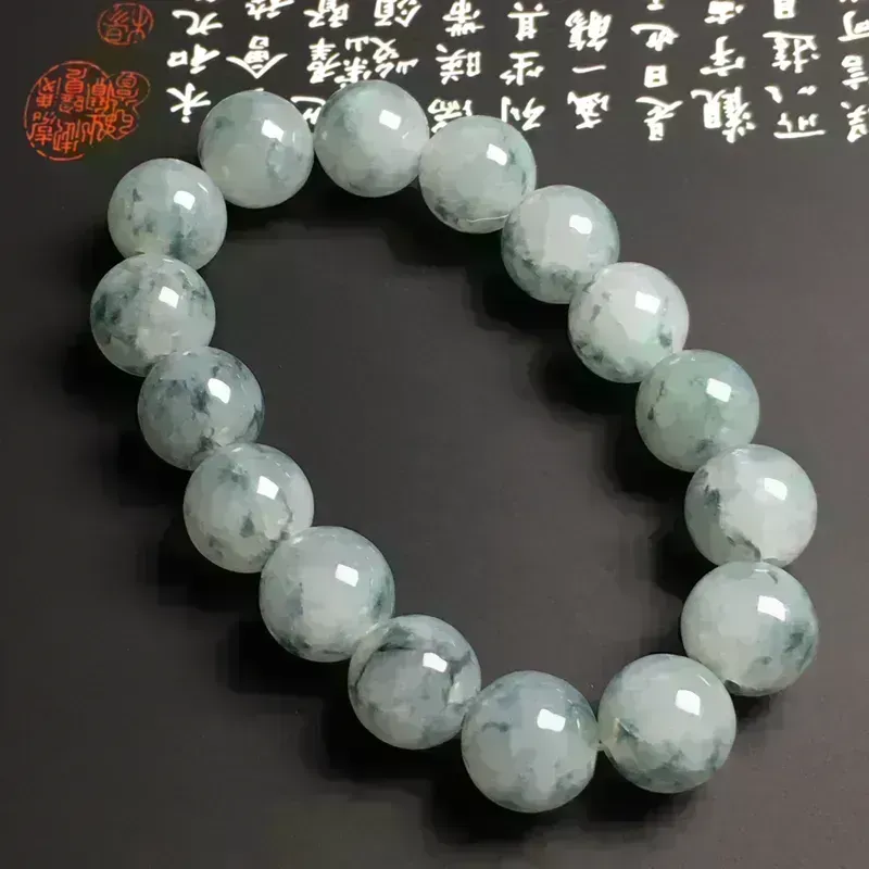 糯化种飘花手串 16颗 直径13.2毫米 质地细腻 款式时尚