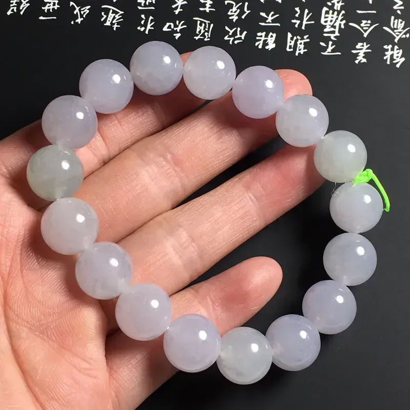 冰糯种春色佛珠手串 17颗 直径11毫米 水润通透 清爽细腻 色泽亮丽 大气精美