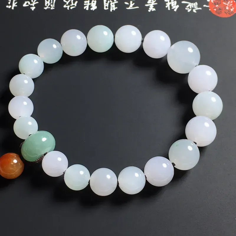 糯化种春色佛珠手串 20颗 取大取小分别为11-7毫米 水润细腻 色泽亮丽 独特精美