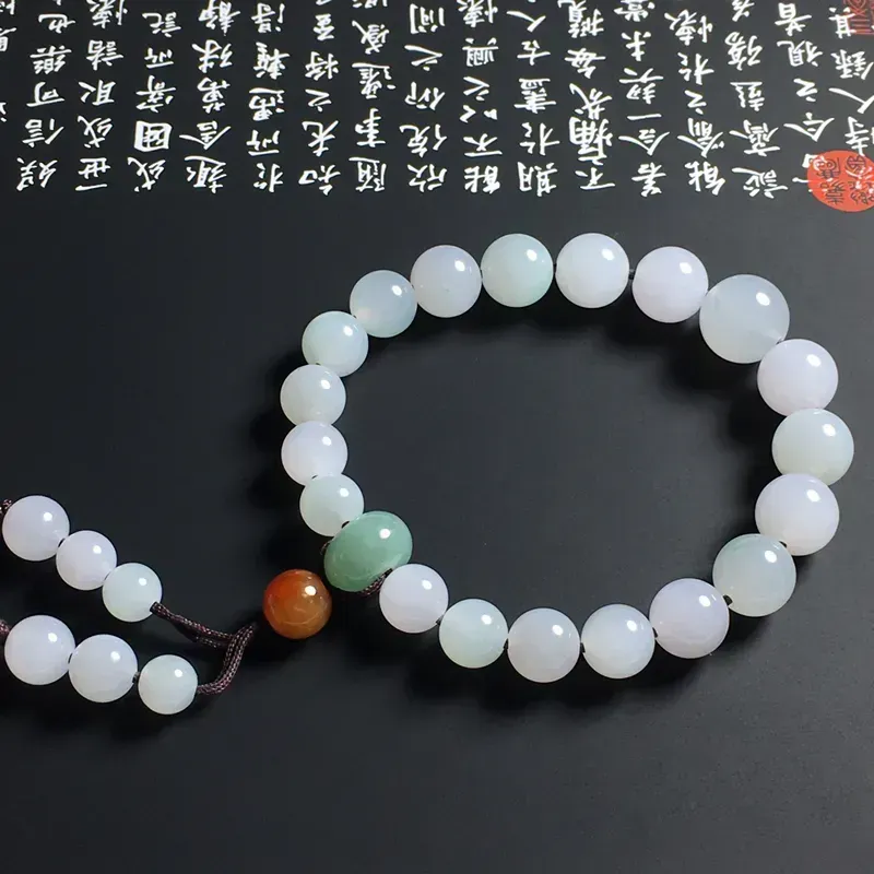 糯化种春色佛珠手串 20颗 取大取小分别为11-7毫米 水润细腻 色泽亮丽 独特精美
