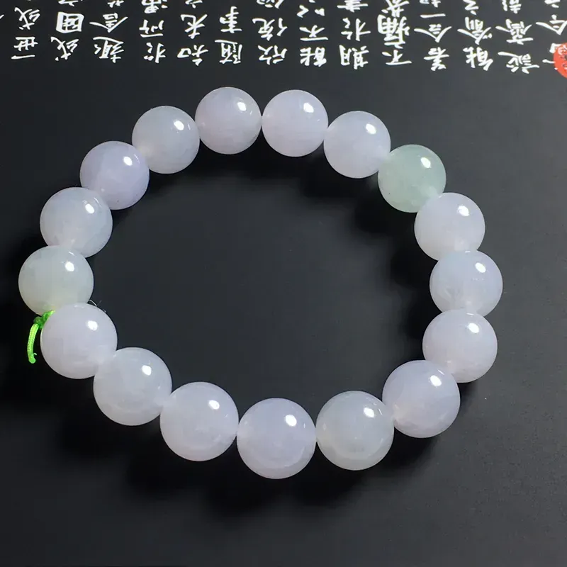 冰糯种春色佛珠手串 17颗 直径11毫米 水润通透 清爽细腻 色泽亮丽 大气精美