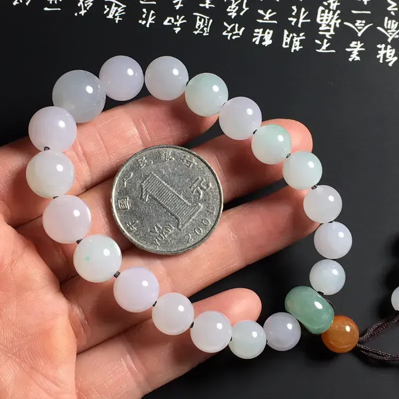糯化种春色佛珠手串 20颗 取大取小分别为11-7毫米 水润细腻 色泽亮丽 独特精美