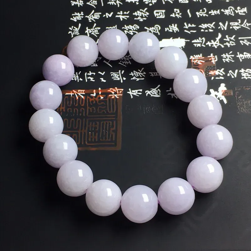 紫罗兰佛珠手串 裸石尺寸13毫米 玉质水润 美观亮丽
