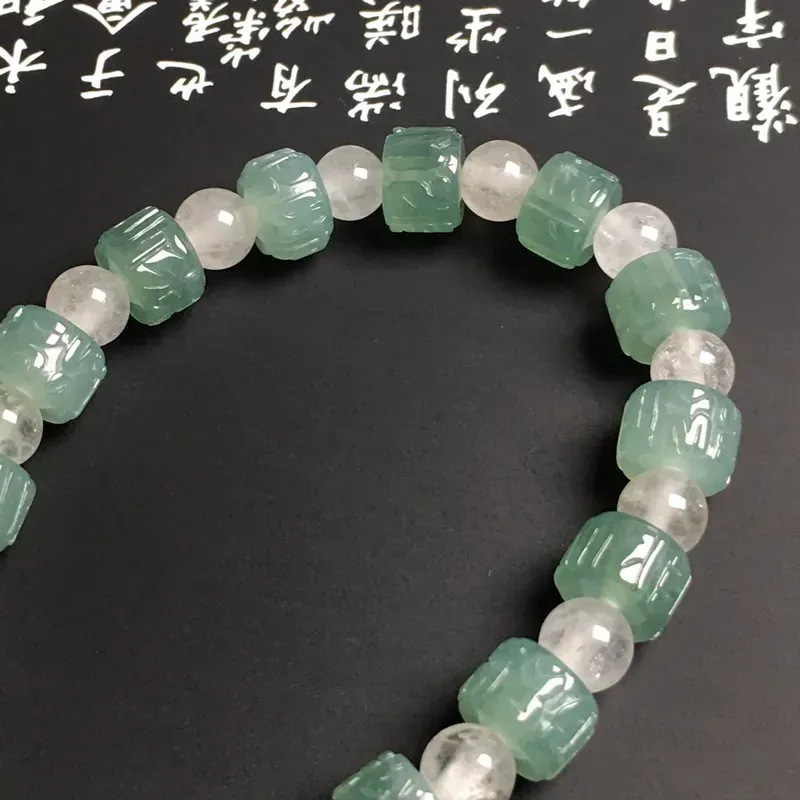 糯化种晴水仿古路路通手串 15颗 质地细腻 款式新颖 隔珠为装饰品