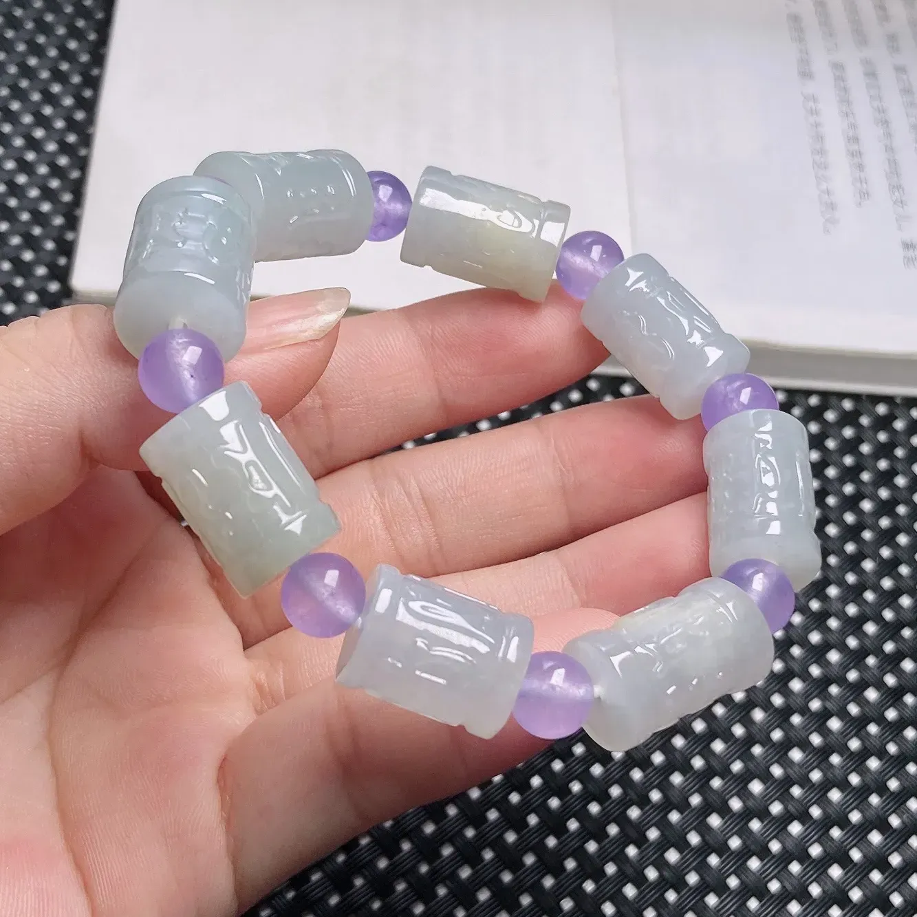 冰糯种六字真言路路通手链手串种水好厚装饱满玉质细腻上手高贵漂亮