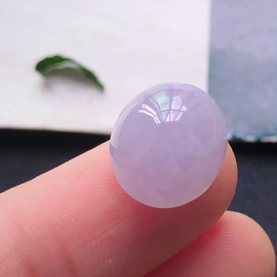 天然a货翡翠紫罗兰蛋面裸石（镶嵌件）戒面，玉质细腻，种水足，